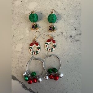Three pairs Christmas earrings